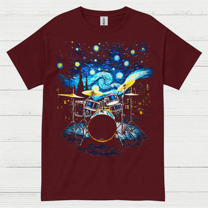 Drum Set Starry Night Art T Shirt