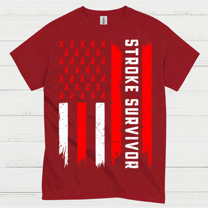 Stroke Survivor Patriotic Awareness Flag T Shirt