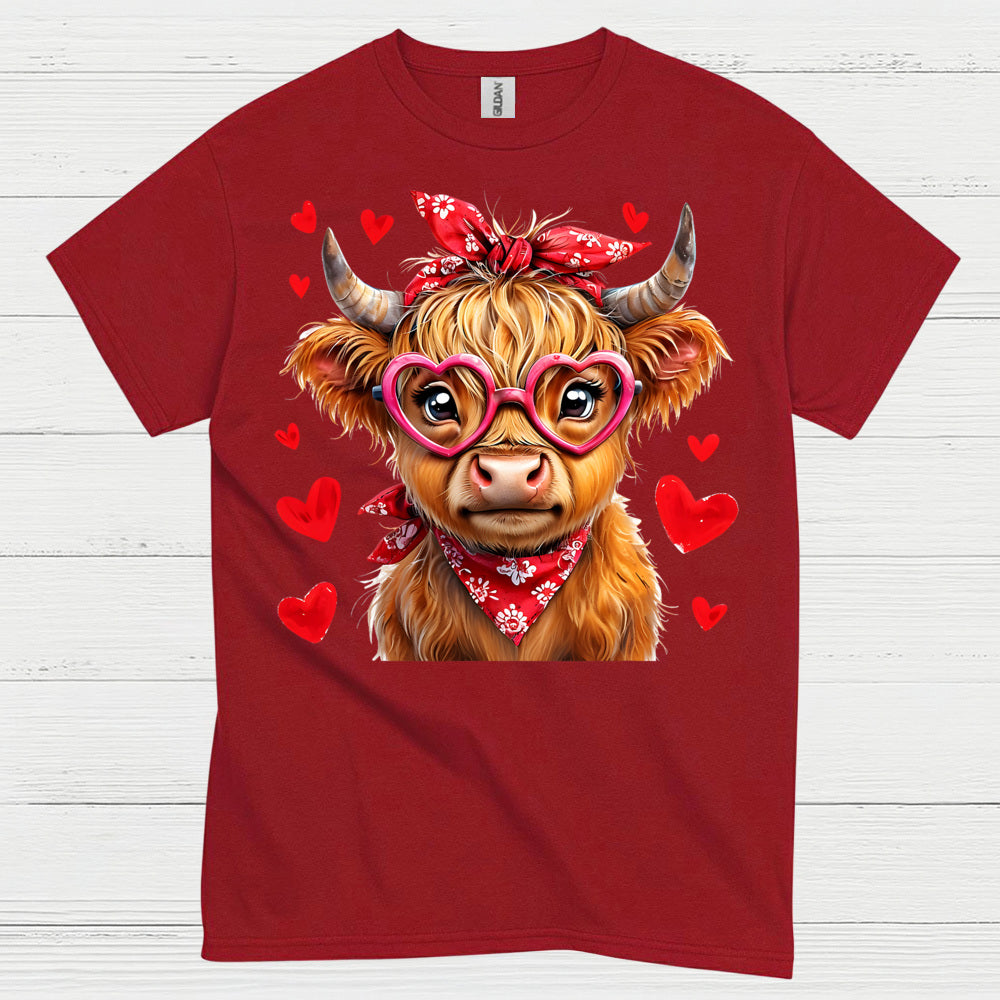 Cute Valentine Cow Heart Glasses T Shirt
