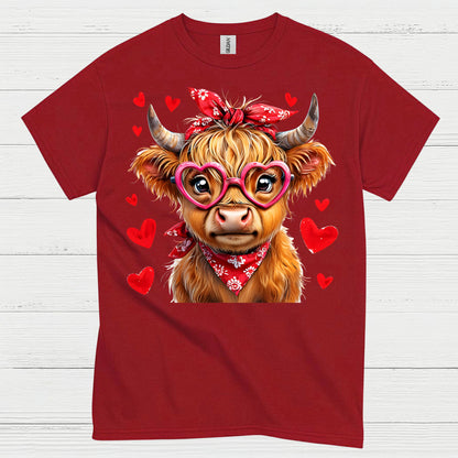 Cute Valentine Cow Heart Glasses T Shirt