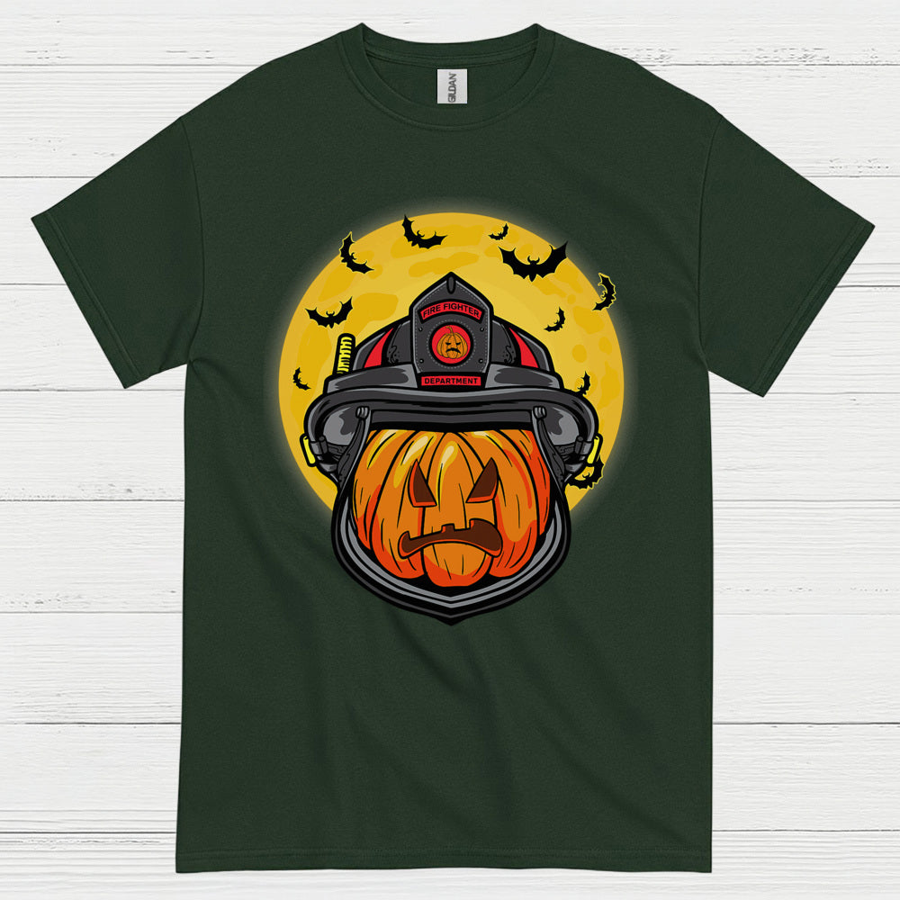 Firefighter Pumpkin Helmet Halloween T Shirt
