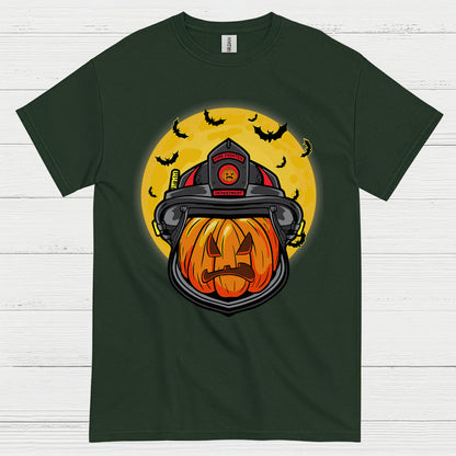 Firefighter Pumpkin Helmet Halloween T Shirt
