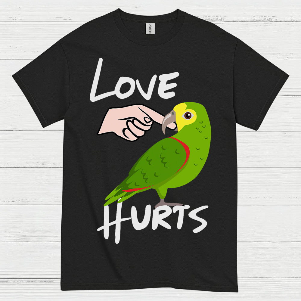 Love Hurts Funny Parrot T Shirt