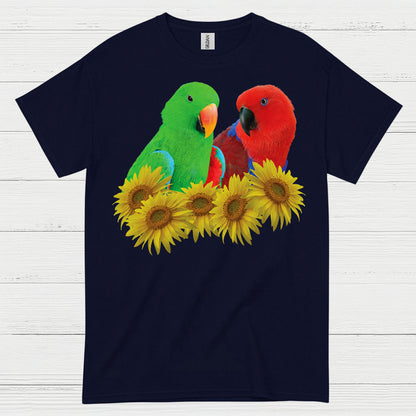 Colorful Lovebirds Sunflower Art T Shirt