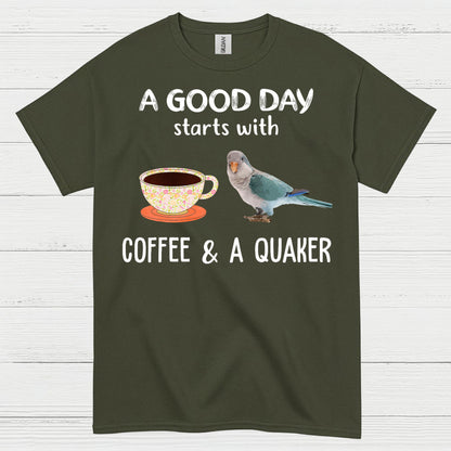 Coffee And A Quaker Funny Parrot T Shirt