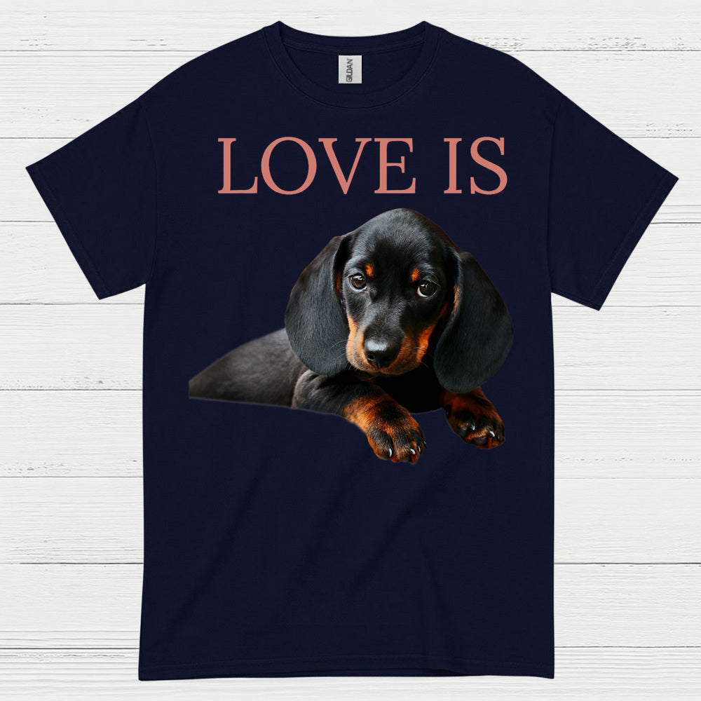 Love Is Black And Tan Dachshund Puppy T Shirt