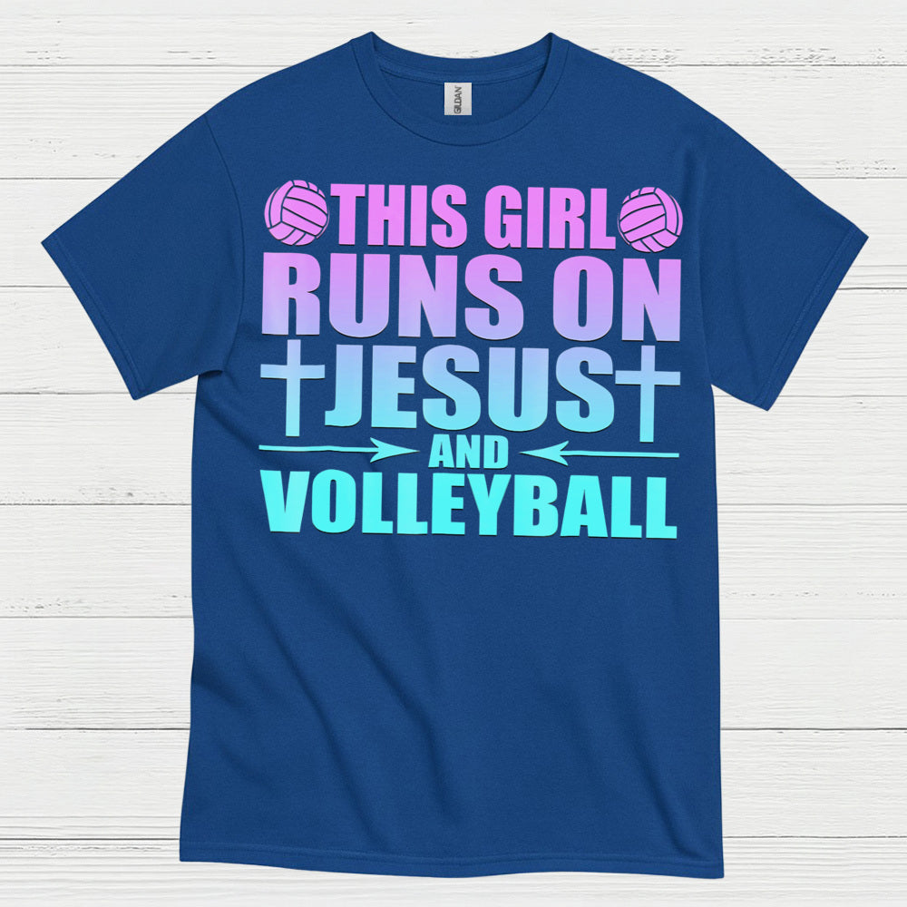 This Girl Runs On Jesus And Volleyball T Shirt
