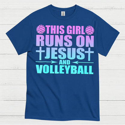 This Girl Runs On Jesus And Volleyball T Shirt