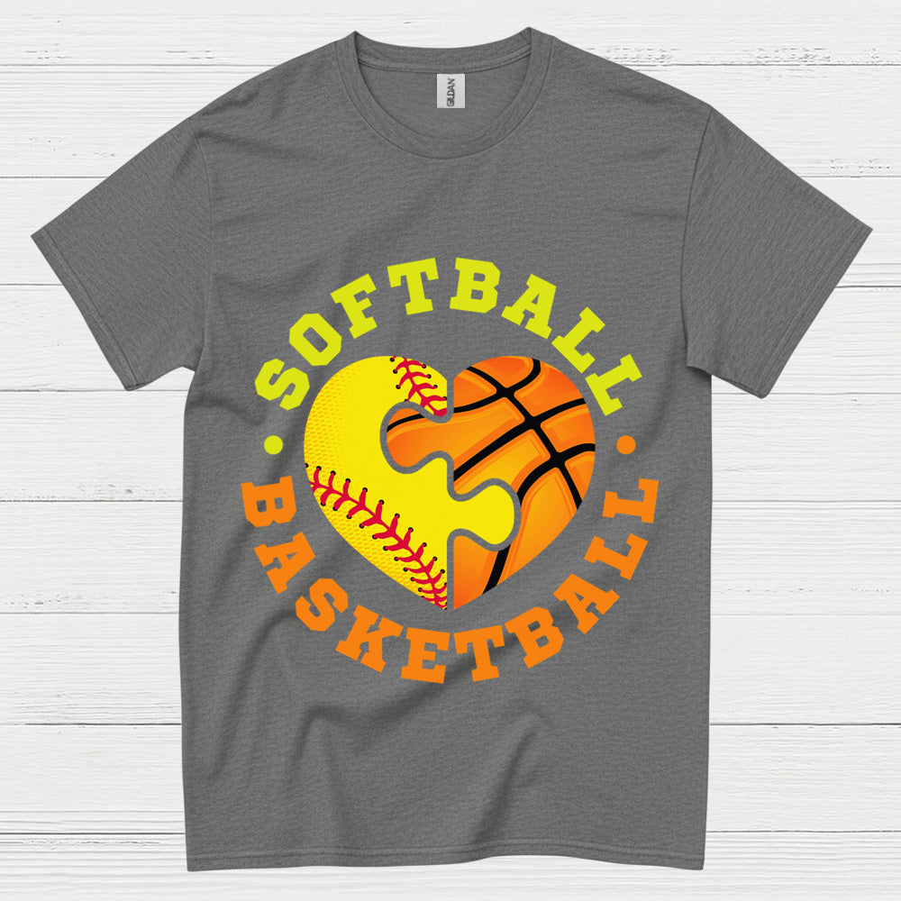Softball Basketball Heart Puzzle T Shirt