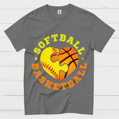 Softball Basketball Heart Puzzle T Shirt