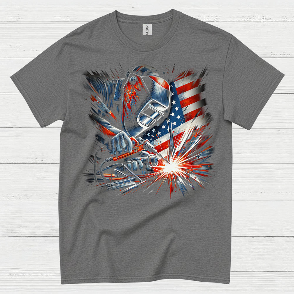Patriotic Welder American Flag T Shirt