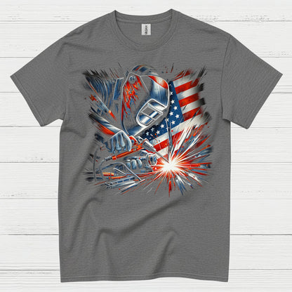 Patriotic Welder American Flag T Shirt