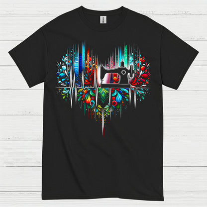 Sewing Machine Heartbeat Floral T Shirt