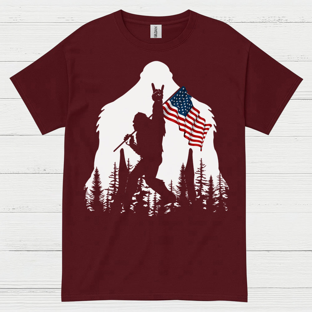 Bigfoot American Flag Silhouette T Shirt