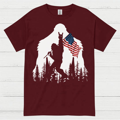Bigfoot American Flag Silhouette T Shirt
