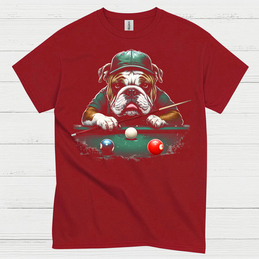 Bulldog Playing Pool Graphic T Shirt