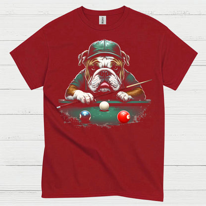 Bulldog Playing Pool Graphic T Shirt