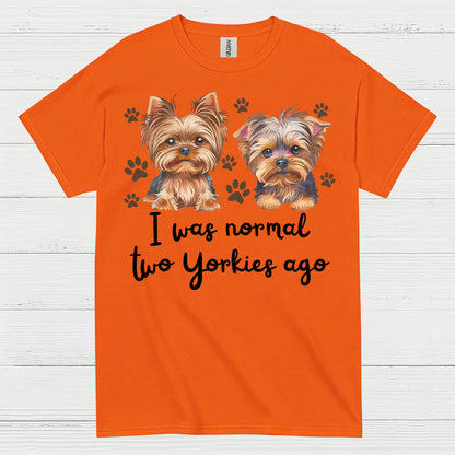Funny Two Yorkies Ago Dog Lover T Shirt