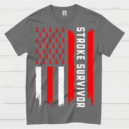 Stroke Survivor Patriotic Awareness Flag T Shirt