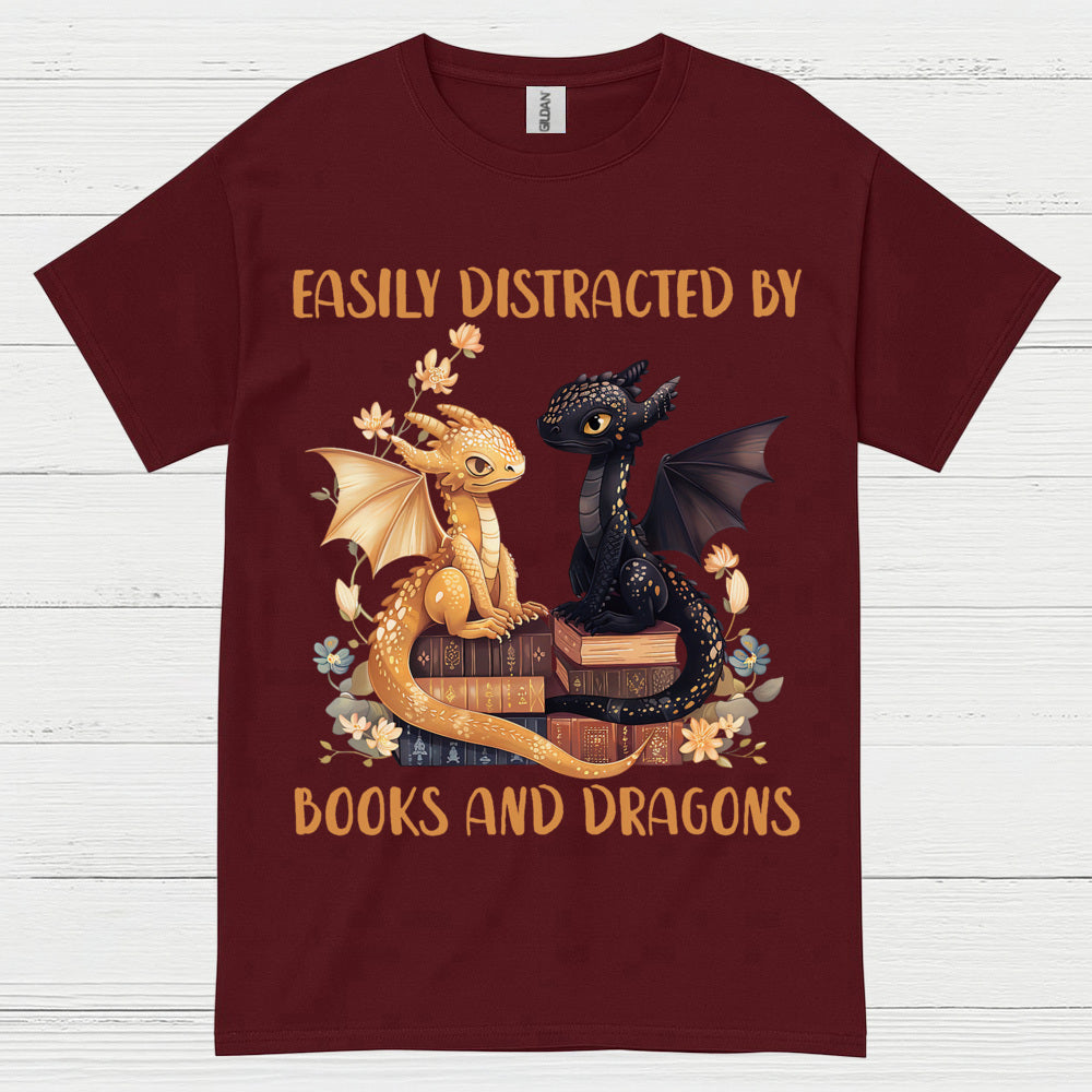 Easily Distracted By Books And Dragons T Shirt