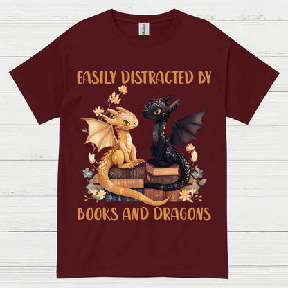 Easily Distracted By Books And Dragons T Shirt