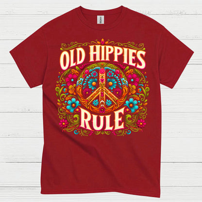 Old Hippies Rule Peace Sign T Shirt