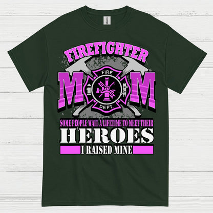 Firefighter Mom I Raised My Hero Pink T Shirt