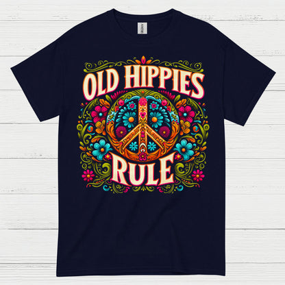 Old Hippies Rule Peace Sign T Shirt