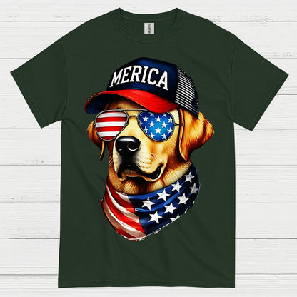 Patriotic Dog America Graphic T Shirt