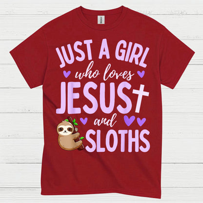 Just A Girl Who Loves Jesus And Sloths T Shirt