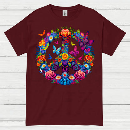 Floral Peace Sign Hippie T Shirt