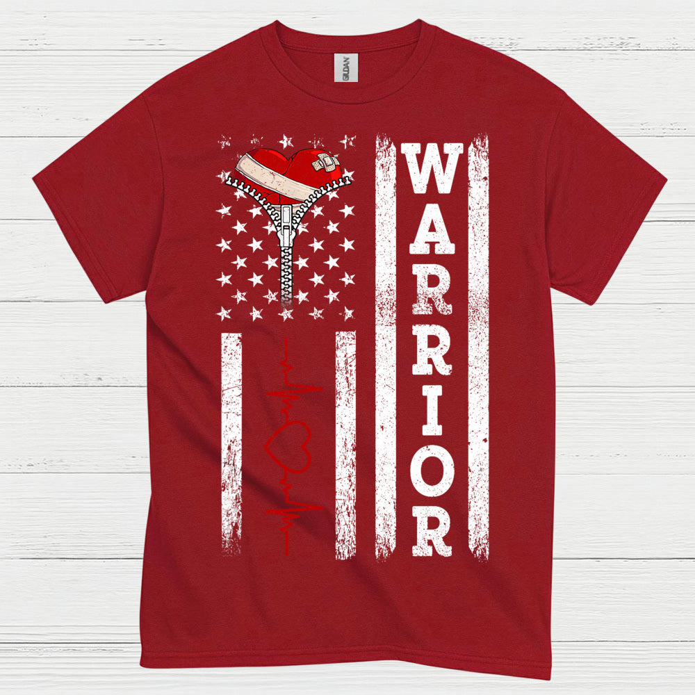 Heart Warrior American Flag T Shirt