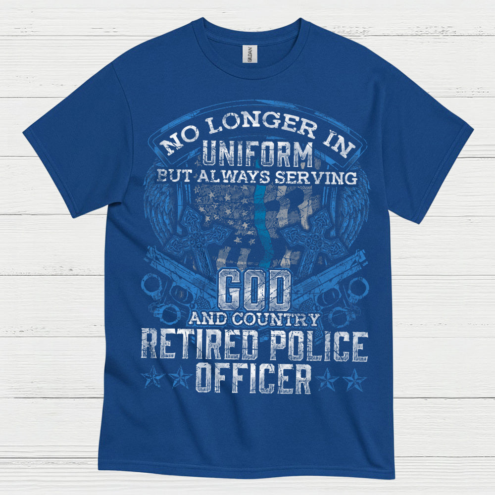Retired Police Officer God And Country T Shirt