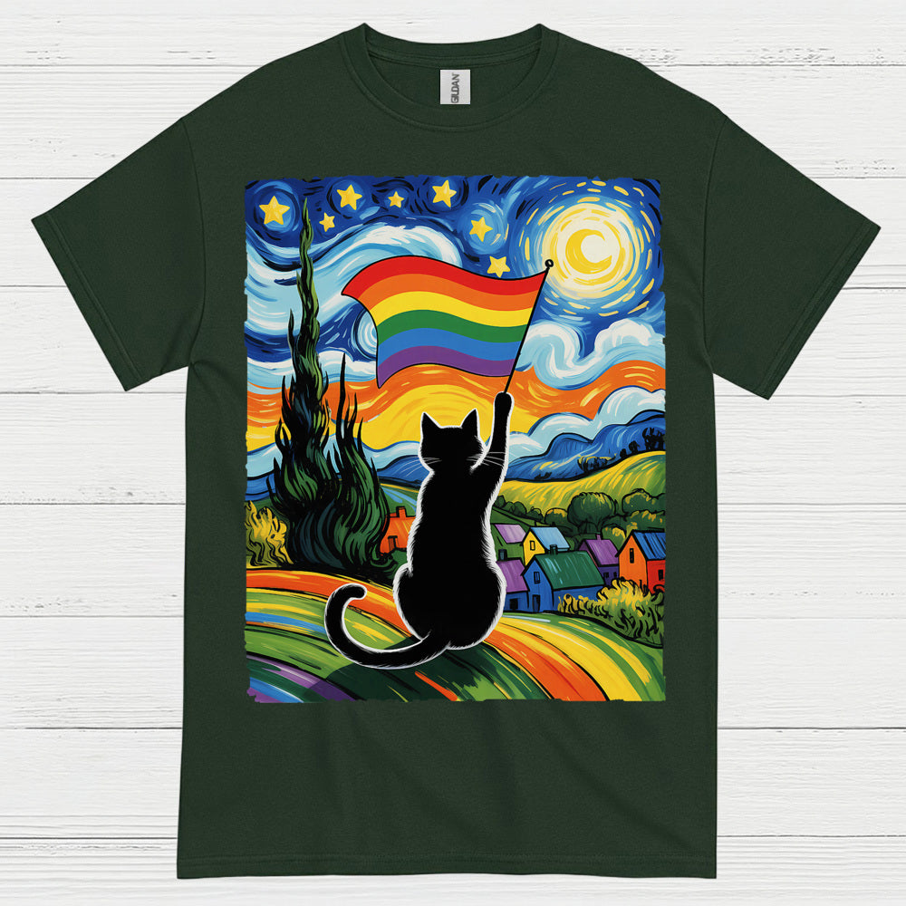 Rainbow Cat Art Pride T Shirt