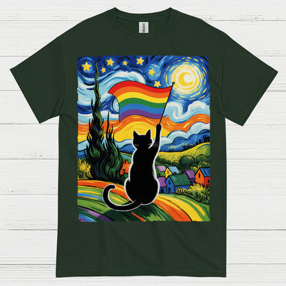 Rainbow Cat Art Pride T Shirt
