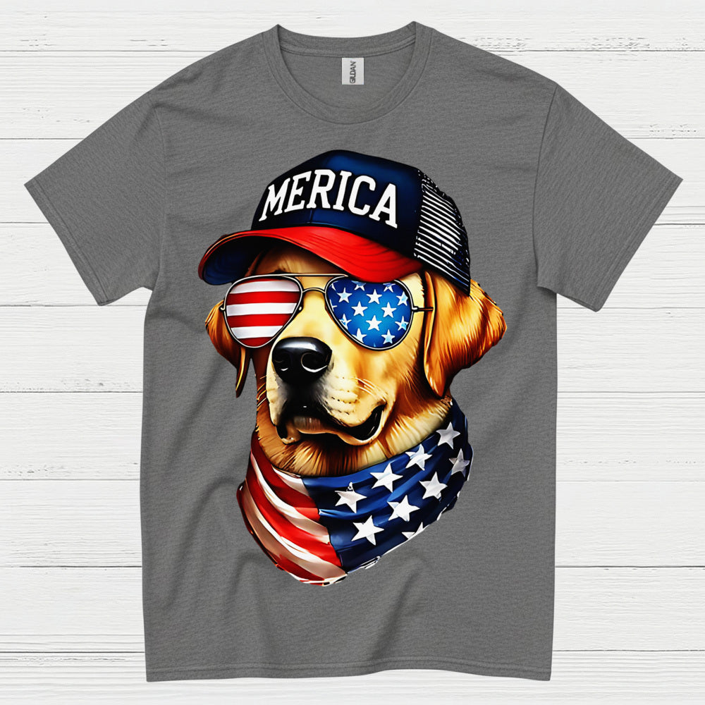 Patriotic Dog America Graphic T Shirt