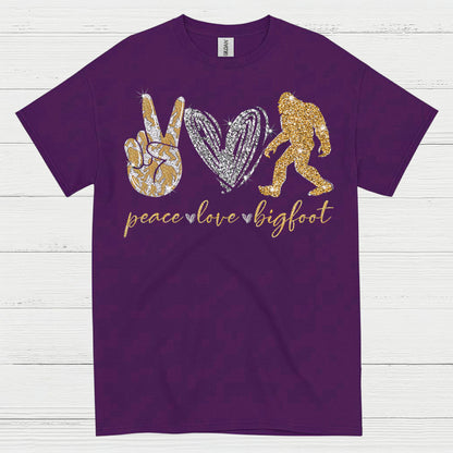 Peace Love Bigfoot T Shirt