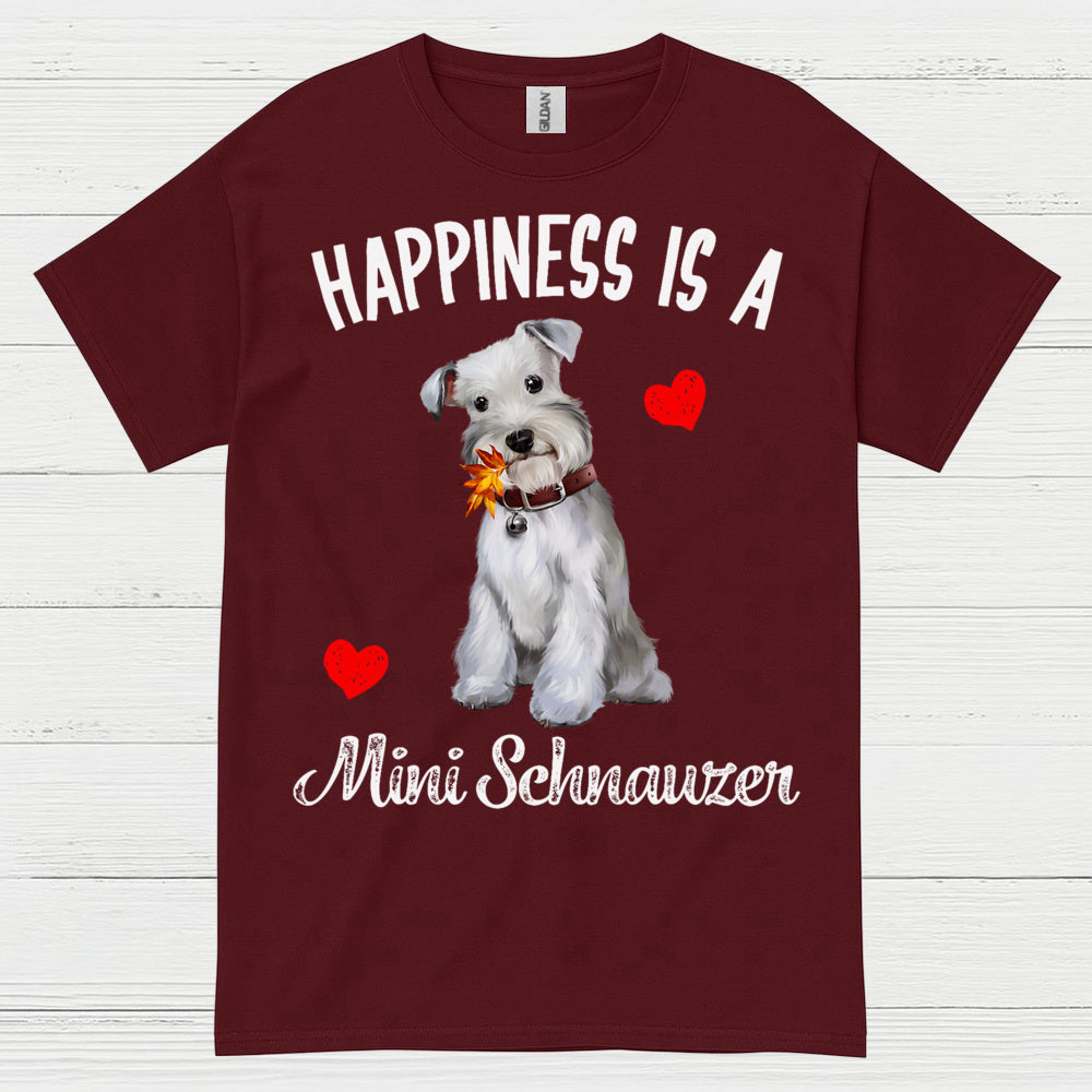 Happiness Is Mini Schnauzer Cute Dog T Shirt