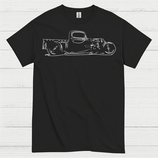 Minimal Hot Rod Line Art T Shirt