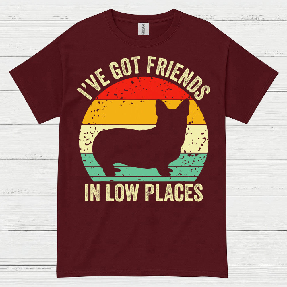 Low Places Friends Corgi Retro T Shirt