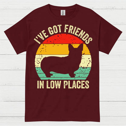 Low Places Friends Corgi Retro T Shirt