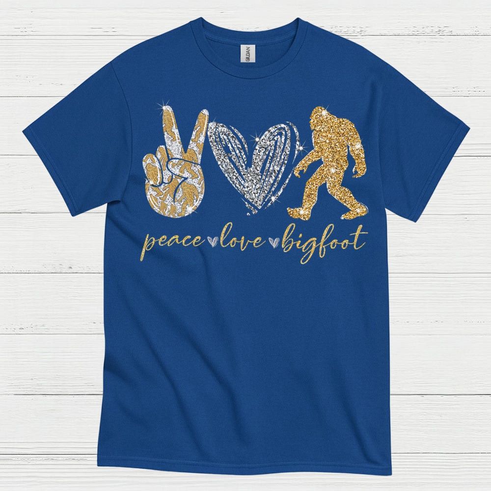 Peace Love Bigfoot T Shirt