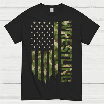 Wrestling American Flag Camo Pride T Shirt