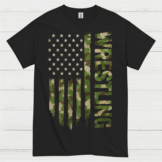 Wrestling American Flag Camo Pride T Shirt
