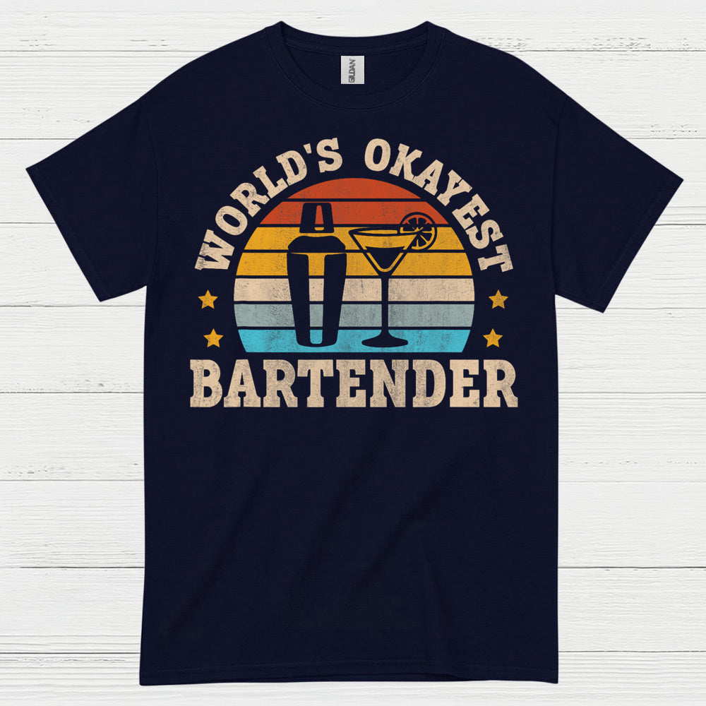 Worlds Okayest Bartender Vintage T Shirt