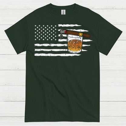 American Flag Whiskey And Cigar T Shirt