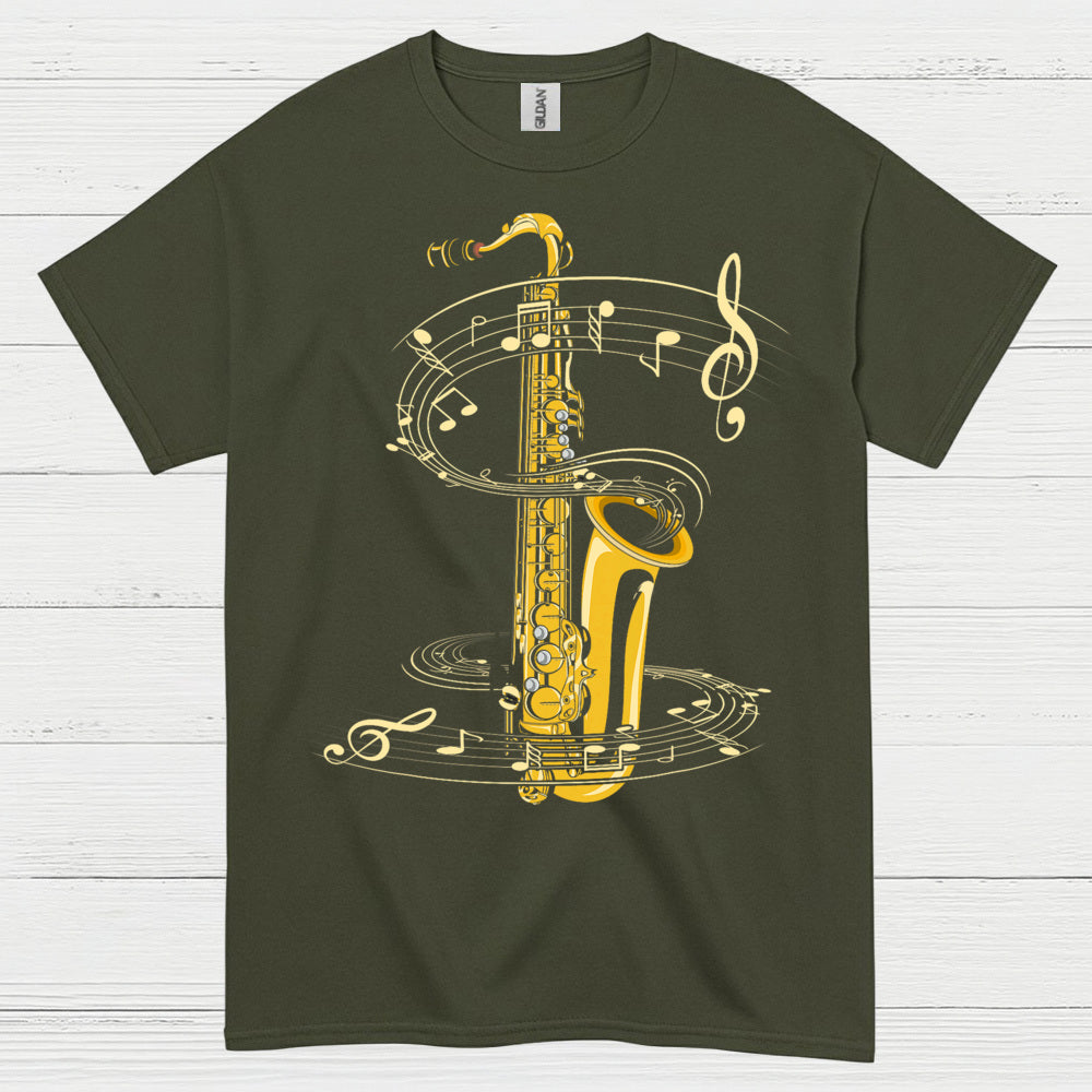 Golden Saxophone Music Art T Shirt