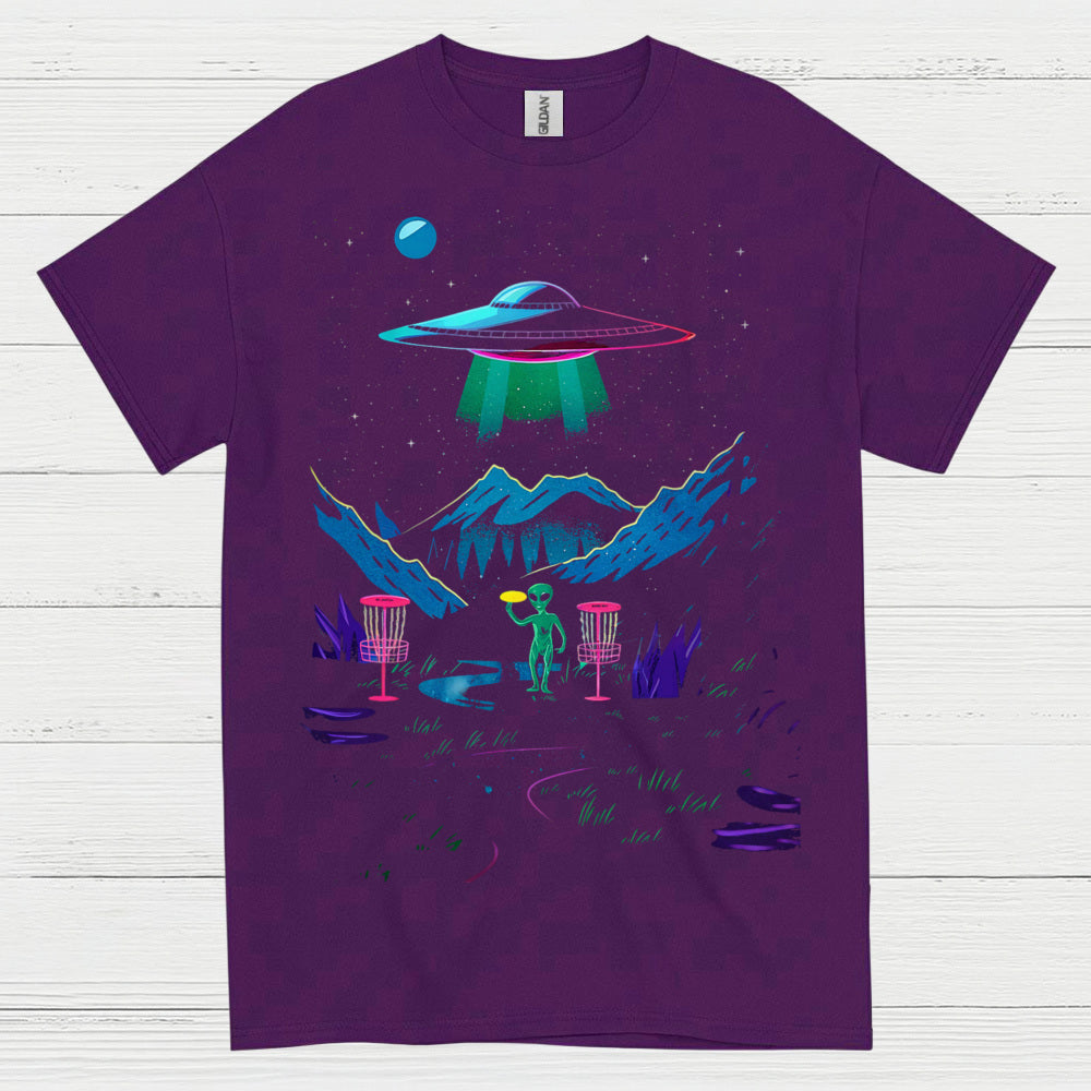 Alien Disc Golf Night Scene T Shirt