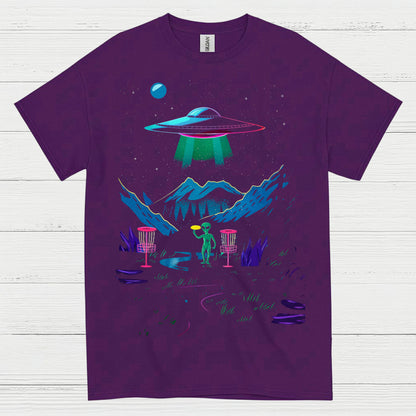 Alien Disc Golf Night Scene T Shirt