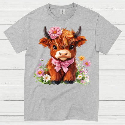 Cute Floral Baby Cow T Shirt